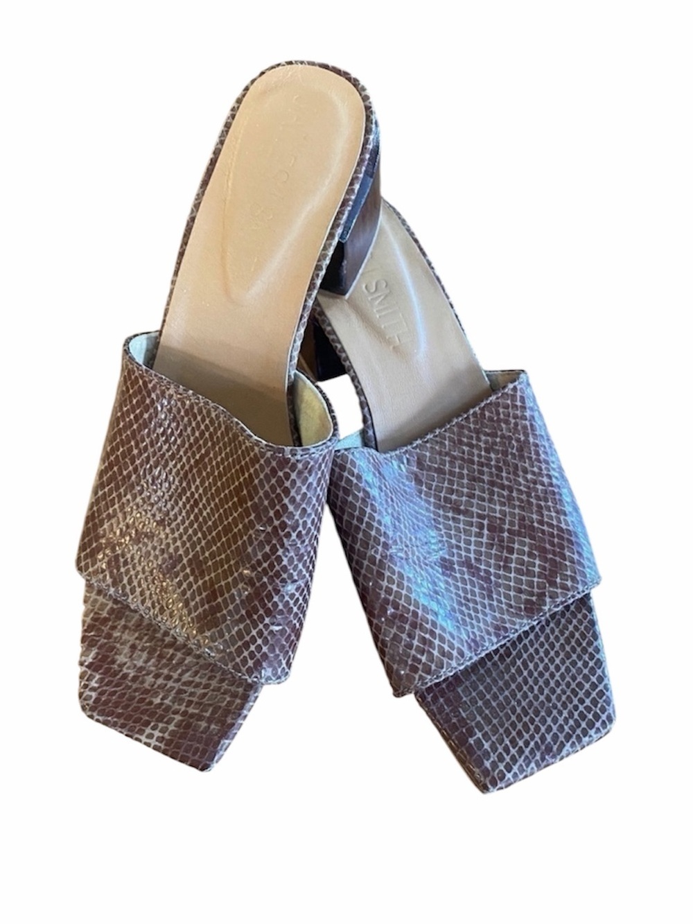 JAMES SMITH Snake Skin Sicily Slide Heel Sandal 38